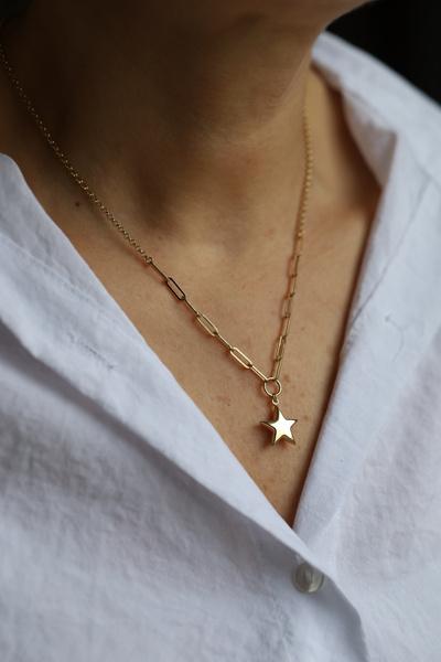 Yenigün Kuyumculuk 14 Ayar Altın Doch Ve Ataç Zincirde Yıldız Kolye