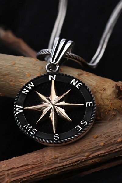 CAN SİLVER 925 Ayar Gümüş Pusula Erkek Kolye