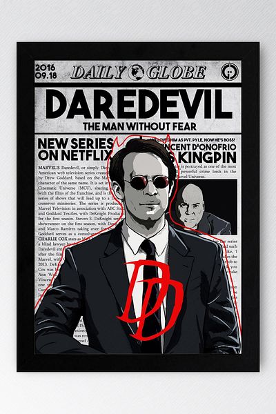 Saturn Tablou înrămat Daredevil - Poster de desene animate Marvel