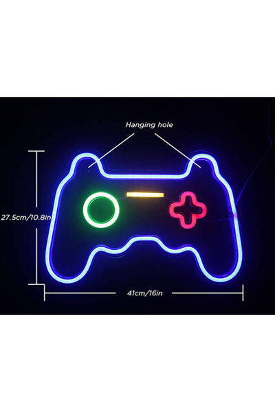 Primo Plus Neon Signs LED Gamepad Shaped Lights Wall Decor Multicolour 27.5 x 41cm