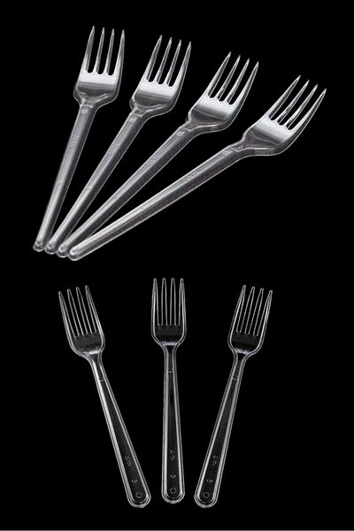 Özkan Ambalaj Temizlik 50 Pieces Medium Quality Eco Plastic Dinner Forks Disposable Forks