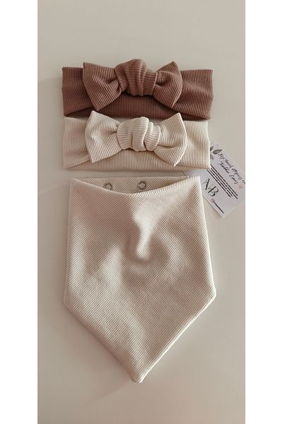 nisbutik aksesuar Σετ σαλιάρας μωρού Nisbutikaksesuar - Μπαντάνα, γιακά και σαλιάρα