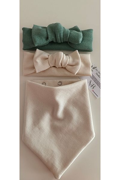 nisbutik aksesuar Σετ σαλιάρας μωρού Nisbutikaksesuar - Μπαντάνα, γιακά και σαλιάρα