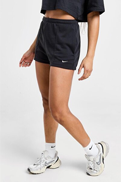 Nike Sportswear Chill Terry Yüksek Belli Dar Kesim Siyah Kadın Spor Şort