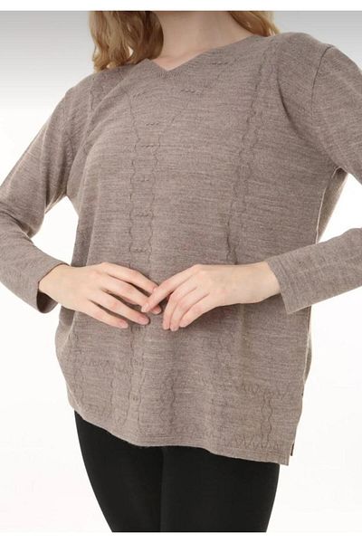 Öz klas Store Pulover de damă, cu decolteu în V, tricotaj cu model