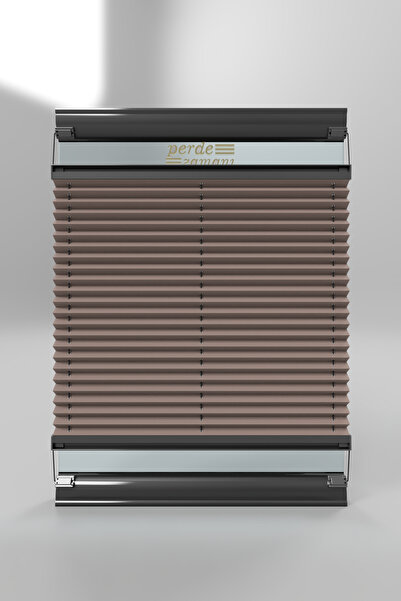 ViVeri Kahve Pilise Katlanır Cam Balkon Perdesi-ofis Perdesi-ev Perdesi -plis...