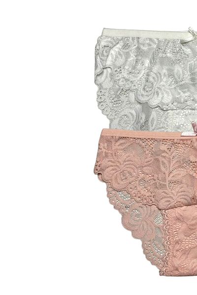 Gizli Butik Pachet de 2 chiloți Bato din dantelă pentru femei - Yavruağzı Ecru