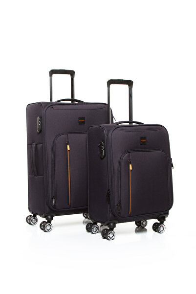 Fossil 032 2'li Orta+Küçük (Kabin) Ultra Light Hafif Lüx Kumaş Tekerlekli Valiz LACİVERT