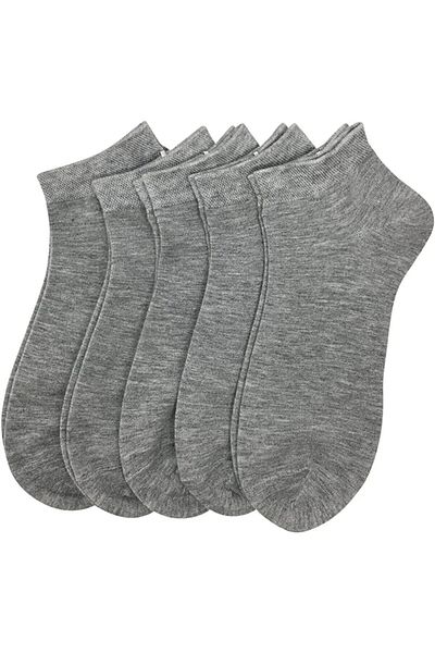 Ay-Ra Collection Set of 5 Gray Cotton Ankle Length Socks