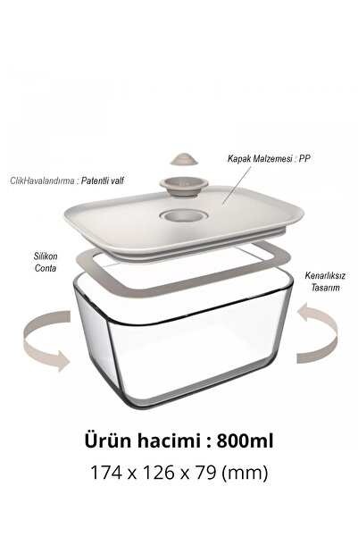 Prima Nova Fika Clik Rectangular Storage Container 800ml Beige