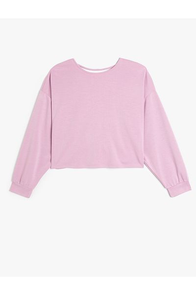 Koton New Season Long Sleeve Crew Neck Modal Blouse with Window Detail on the Back