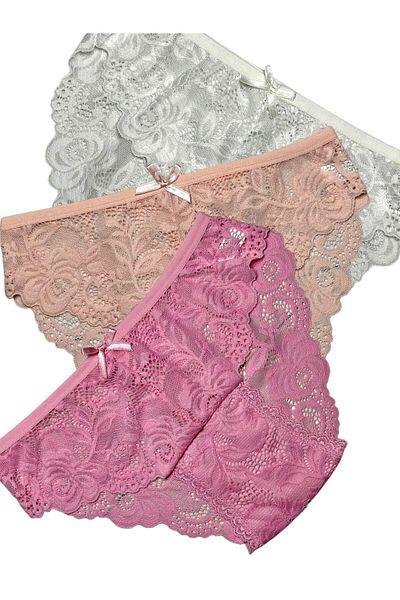 Gizli Butik Γυναικεία δαντελένια εσώρουχα Bato 3 τεμαχίων - Pink Ecru Baby