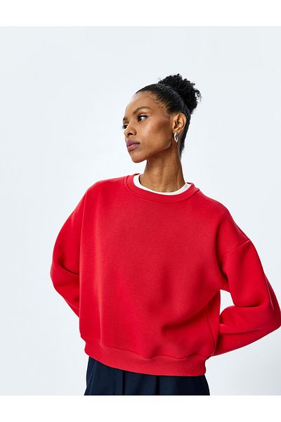 Koton New Season Comfortable Fit Crew Neck Long Sleeve Basic Sweatshirt