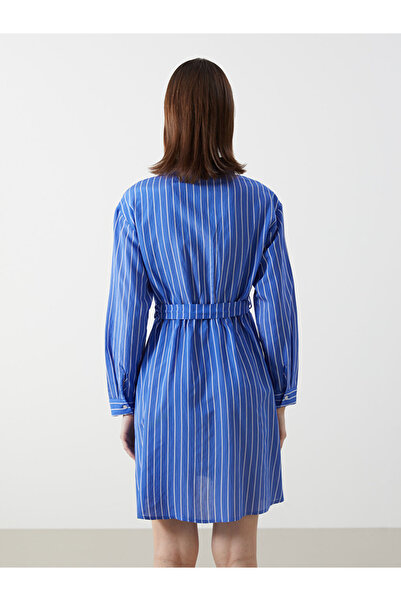 LC Waikiki Γυναικείο φόρεμα LCW Comfort πουκάμισο με ριγέ ποπλίνα