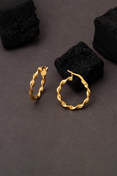 Bilezikci 22 Ayar Modern Burgulu Halka Altın Küpe