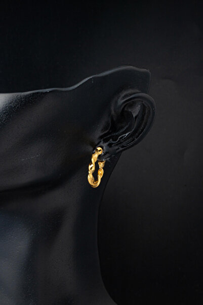 Bilezikci 22 Ayar Kalemli Burgu Halka Altın Küpe Orta Boy