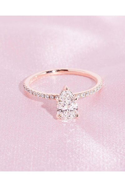 Crystal Diamond Zirconia 1.25 karat damla tektaş yüzük