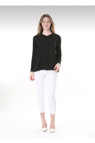MaviMoure Pulover de damă, cu decolteu în V, tricotaj cu model
