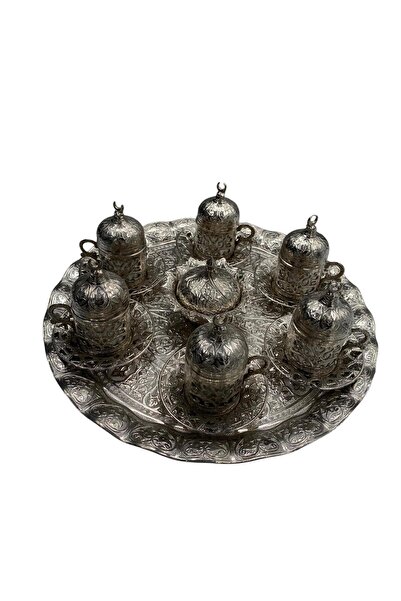 Tanrıkulu Bakırcılık Copper Set of 6 Cups in Silver Color