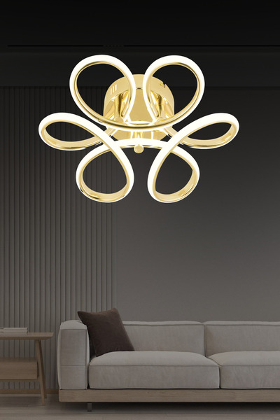 bordolux Ld 016 Model Plafonyer Gold 3 Renkli Salon Ve Oturma Odası Için Ideal Alüminyum Avize, 35x10