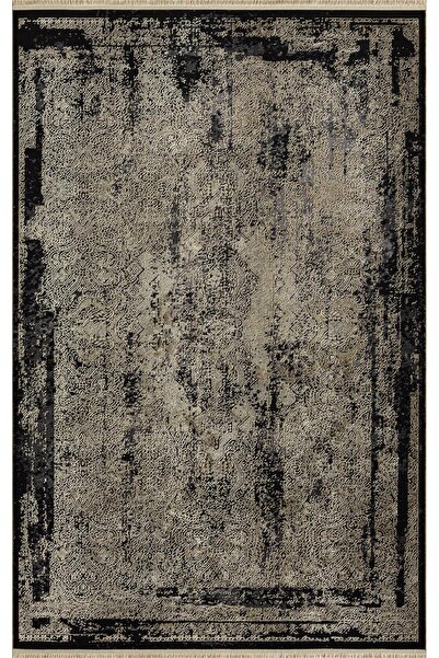 AatoliaRugs Porto Siyah Halı Gold Halı Etnik Desen Bambu Halı Modern Eskitme ...