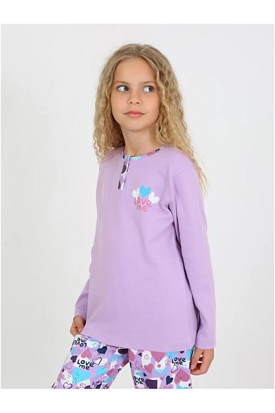 diamondstar Girl's Sleepwear Set with Love Me Link - Long Sleeve, 100% Cotton, Button Detail, 2/5 Years