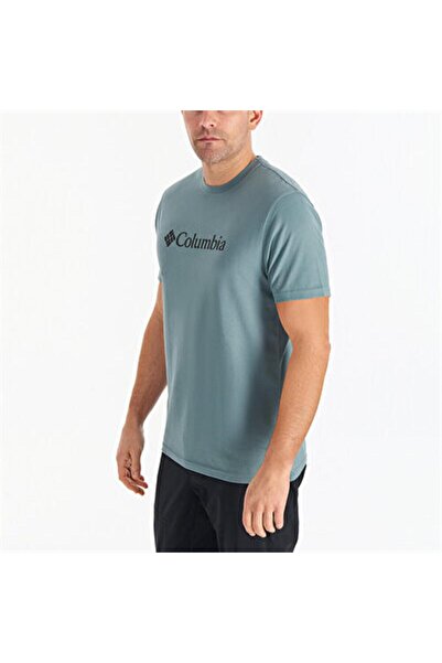 Columbia Metal Green Cs0287 Csc m Basic Big Logo Brushed Ss Tee