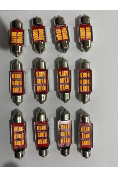 Vlotho TURUNCU Sofit Led Arıza Yakmaz C5w Tavan Plaka Ampül 39mm 2 Adet (AMBER)
