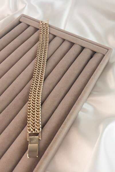 Tasarım Gold VIP Zincir Bileklik 18K Rose Altın Kaplama
