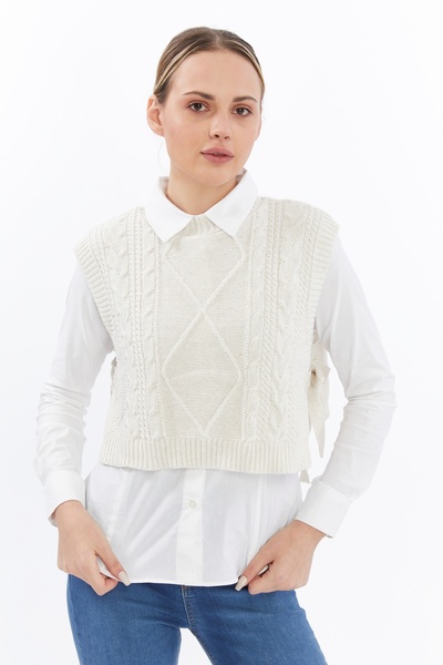 MA ananas Side Tie Hair Braid Sweater