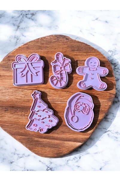 tekmation قالب بسكويت، طقم من 5 قوالب بسكويت لون وردي