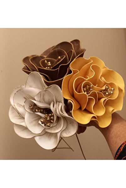 kutmen باقة ثلاثية مصنوعة يدويًا من اللاتكس أو زهرة مزهرية (زهرة صناعية)