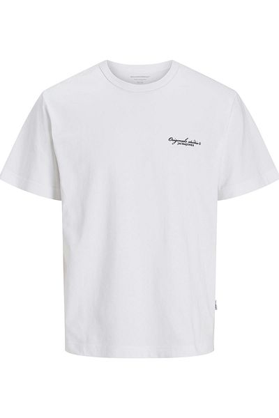 Jack & Jones Тениска с лого на Jorboston, размер Ss Cn, бяла