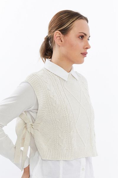 MA ananas Side Tie Hair Braid Sweater