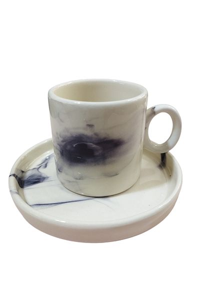 Ganita home Gray Single - Coffee Fincani Marble Effect 2 Pieces