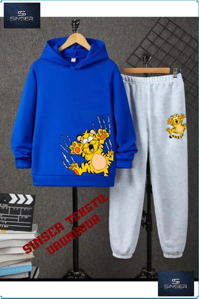 SS SİNSER Παιδικό σετ φόρμας με κουκούλα και στάμπα  "GARFILD PENCELI "