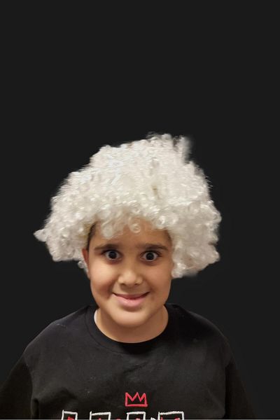 TOYFEST إكسسوار زي شعر مستعار أبيض مجعد من Crazy Professor