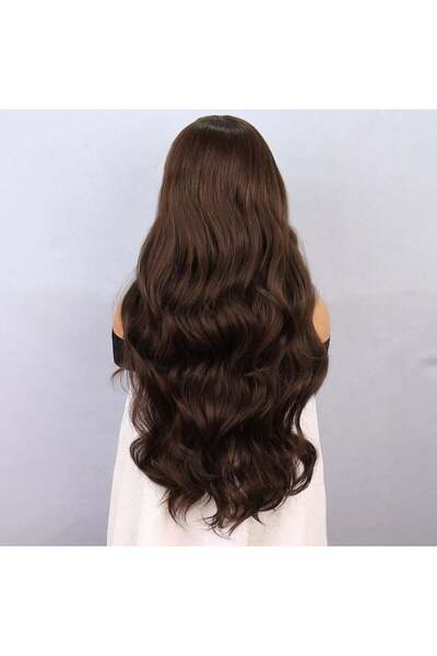 Nurdan Trend Peruk Dark Auburn Fiber Synthetic Front Lace Tulle Wig