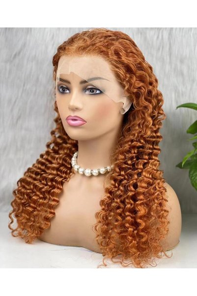 Nurdan Trend Peruk Real Front Lace Tulle Wig - Afro Wavy - Copper 70-75cm