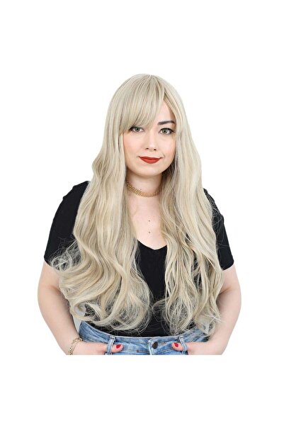 Nurdan Trend Peruk Long Wavy Fiber Synthetic Wig with Bangs - Honey Foam / Pl...