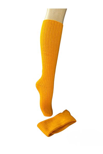 Yonca Butik Yellow Wool Knee High Boot Socks