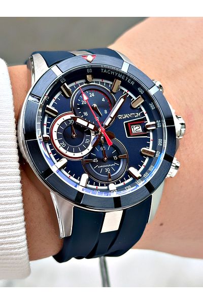 Quantum Function Navy Blue Color 10 Atm Waterproof Steel Case Men's Wristwatch 893.399