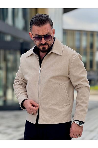 MİS MODA معطف زجاجي بتفاصيل سحاب للرجال