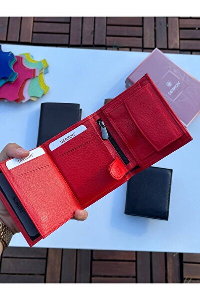 DERKON Monaco Genuine Leather Men's Wallet Red