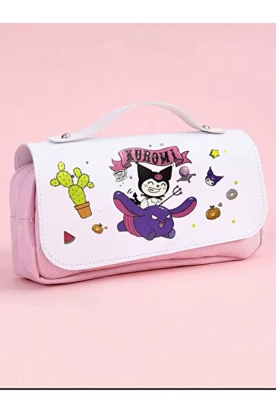 GlassySKY Sanrio Kuromi 3 Bölmeli Büyük Kapasiteli Kanvas Kalem Kutu Kalemlik...
