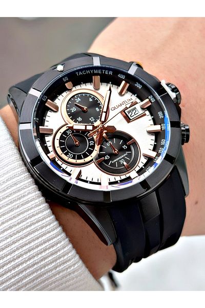 Quantum Function Black Color 10 Atm Waterproof Steel Case Men's Wristwatch 893.631