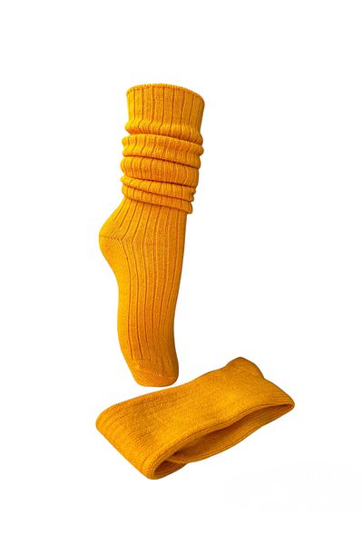 Yonca Butik Yellow Wool Knee High Boot Socks