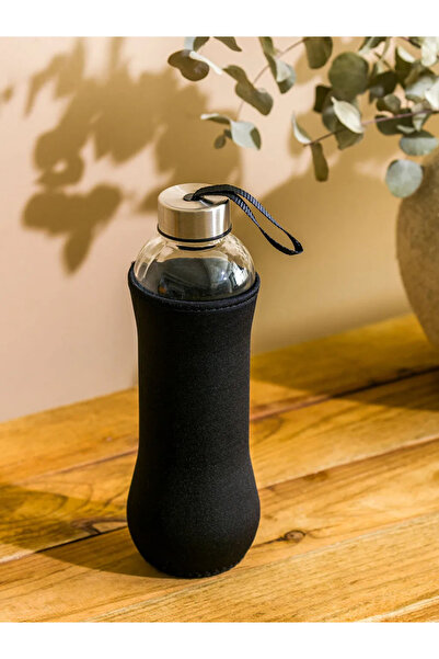 LC Waikiki H2O Siyah Kılıflı Cam Matara 600 Ml