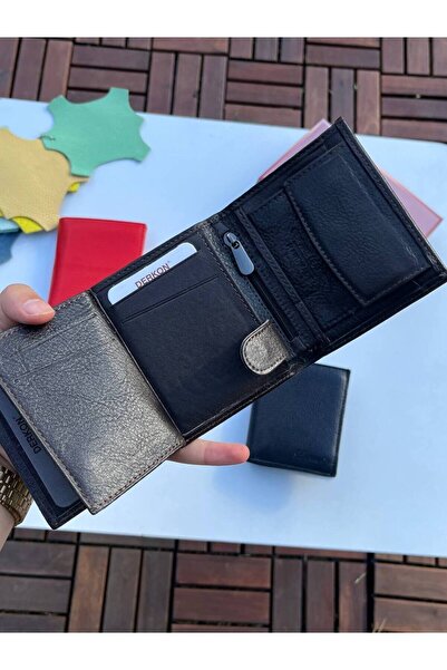 DERKON Ανδρικό πορτοφόλι Monaco Γνήσιο Δερμάτινο Καφέ