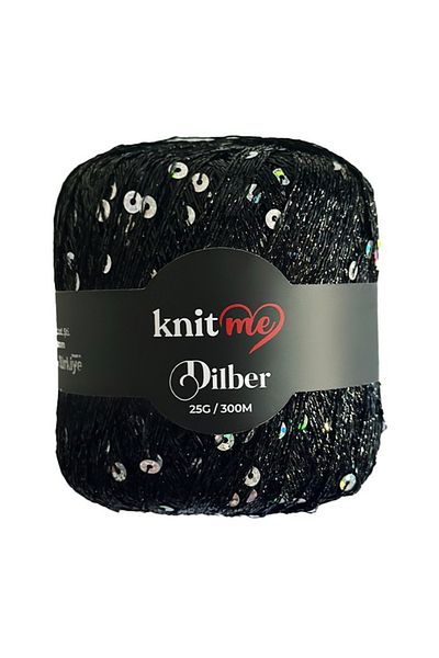 knitme Dilber 25 Gr 310 Mt Sequin Μαύρο-Ασημί Σχοινί Πλεξίματος